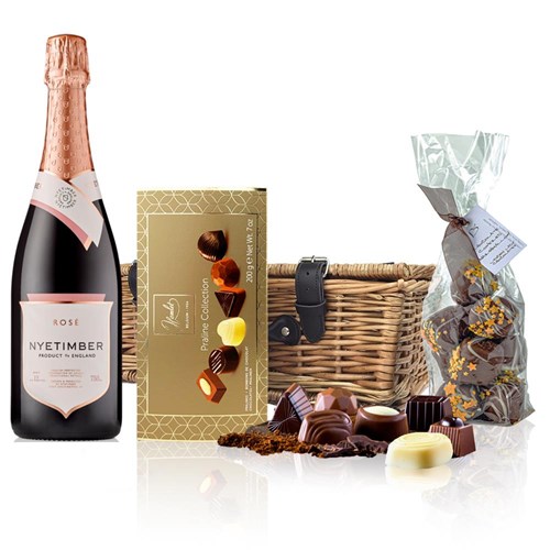 Nyetimber Rose English Sparkling Wine 75cl And Chocolates Hamper